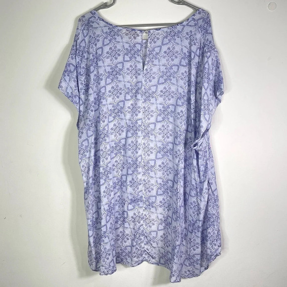 Cynthia Rowley Women’s Purple Short Sleeve Round Neck Blouse Top Size 3X - Picture 6 of 6